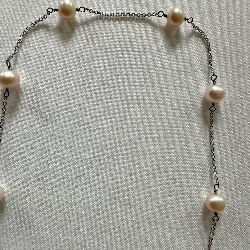 Elegant Pearl Necklace with 14k white gold Chain